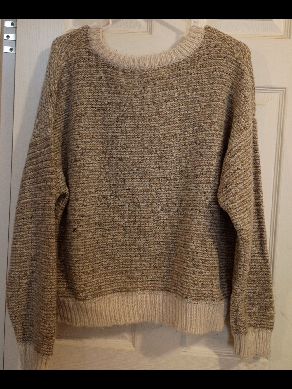 Blu Pepper Marled Henley Sweater in Cream and Brown - Picture 2 of 3